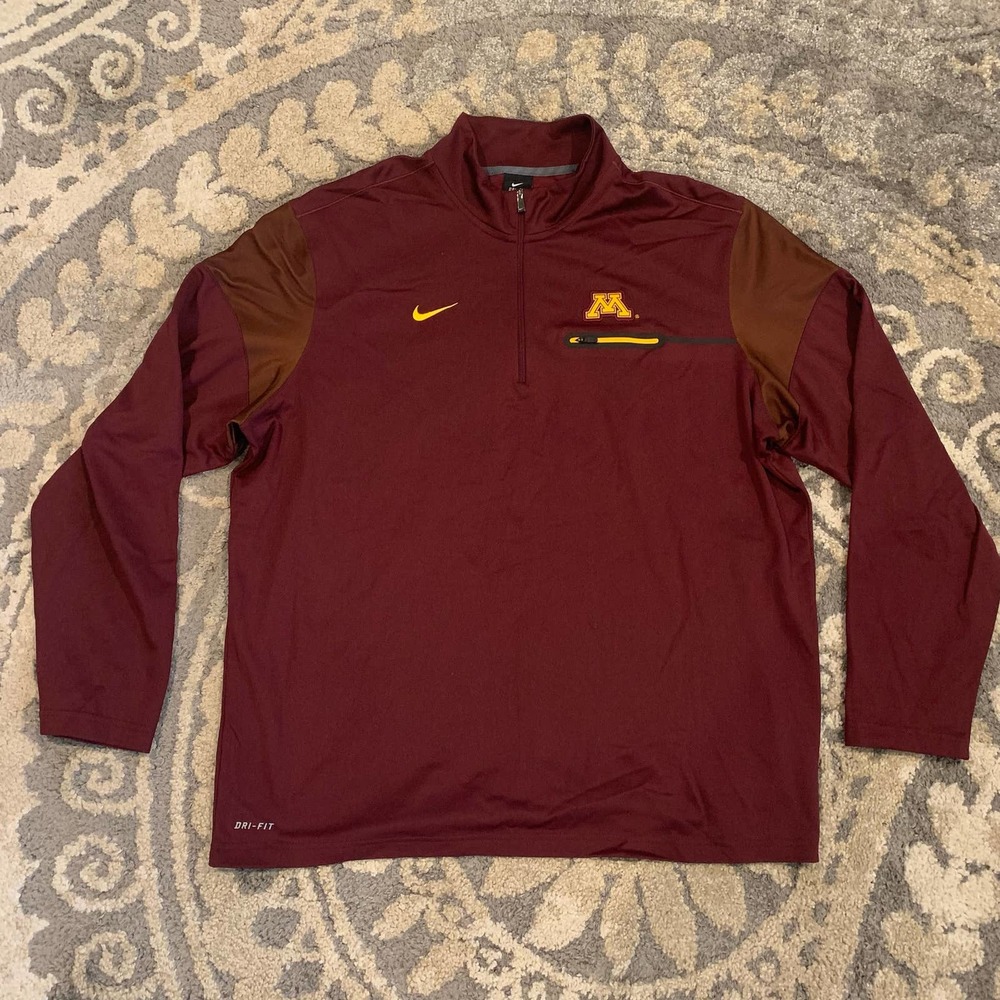 Minnesota‎ Golden Gophers Nike Dri-Fit 1/4 Zip Pullover Jacket Men’s Size XXL